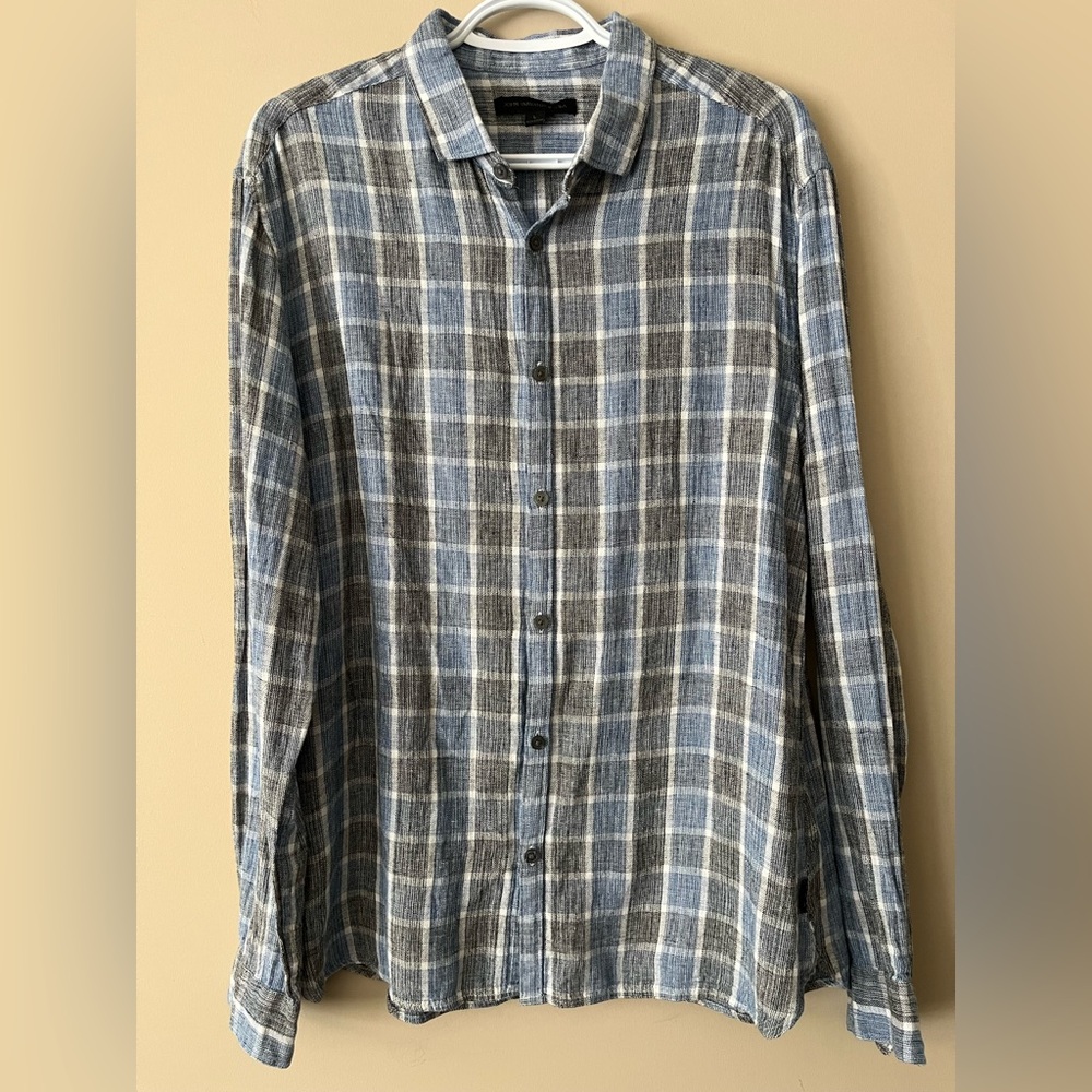 John Varvatos Linen Blend Long Sleeve Shirt Size Large